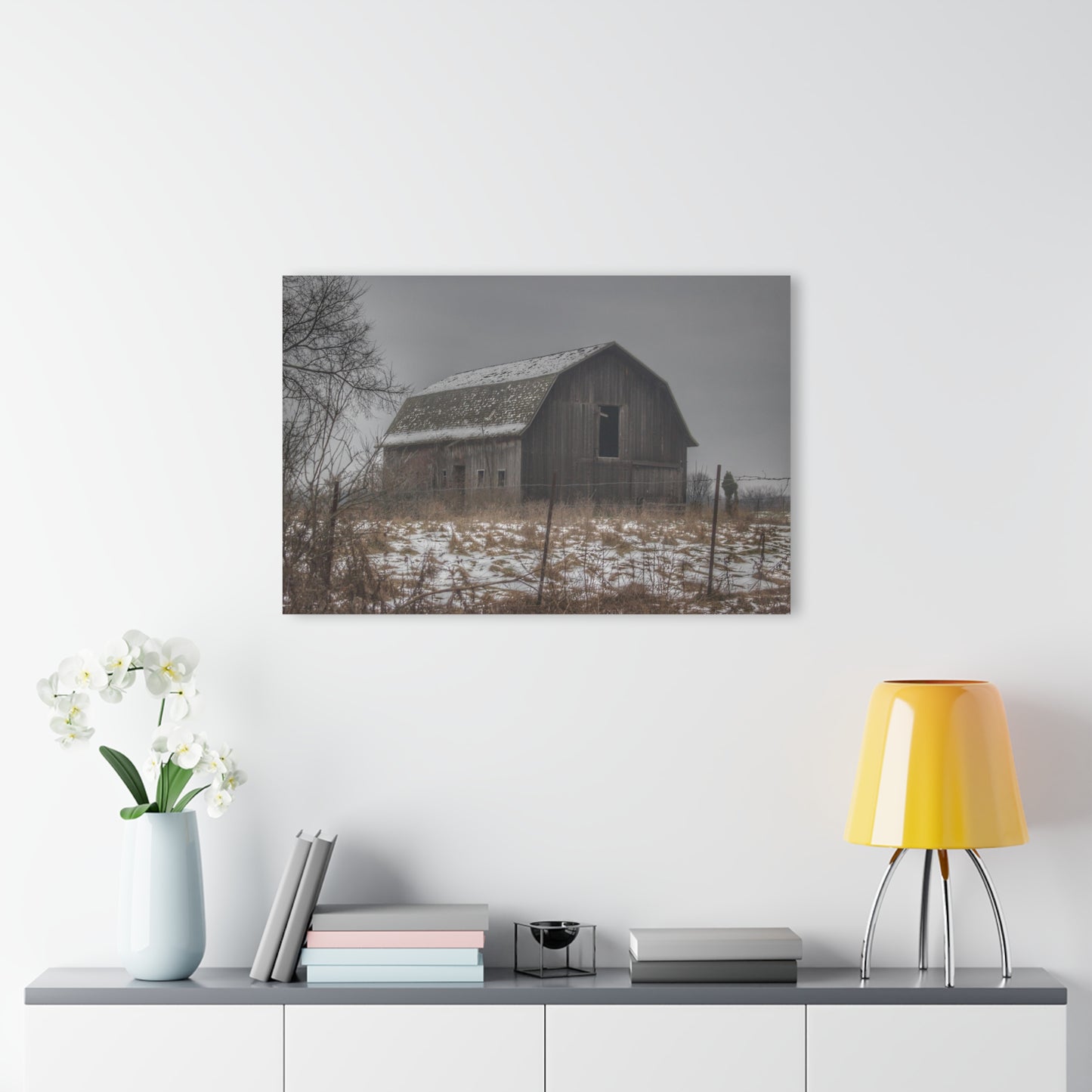 U R There Photography South Kirk Road Grey Rustic Farmhouse Acrylic Wall Print