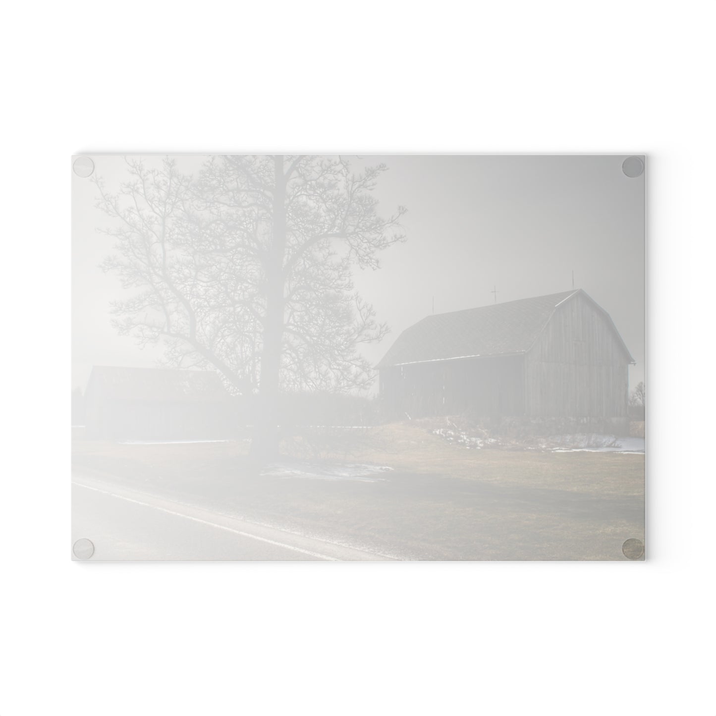 U R There Photography Roadside Greys Rustic Farmhouse Tempered-Glass Cutting Board