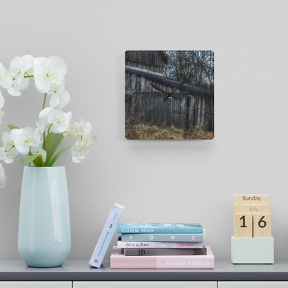 U R There Photography Rural Decay in Early Spring Rustic Farmhouse Acrylic Analog Wall Clock