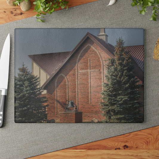 U R There Photography Church on Irish Road Rustic Farmhouse Tempered-Glass Cutting Board