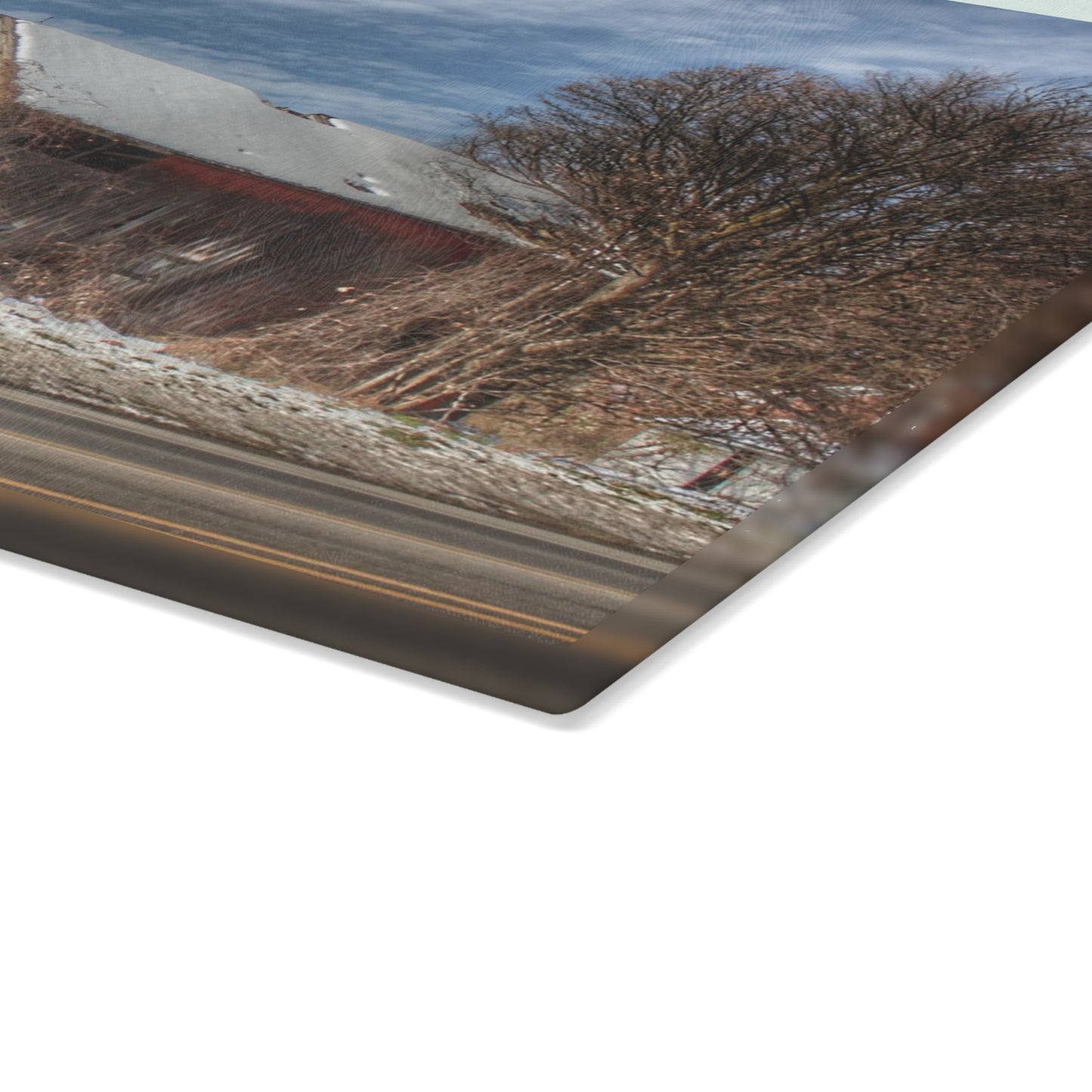 U R There Photography Almont Van Dyke Red II Rustic Farmhouse Tempered-Glass Cutting Board