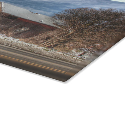 U R There Photography Almont Van Dyke Red II Rustic Farmhouse Tempered-Glass Cutting Board