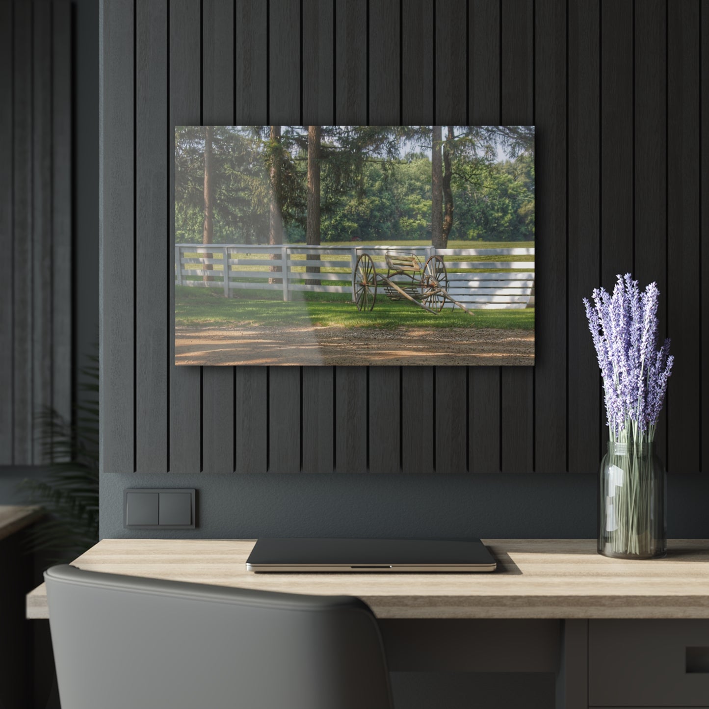 U R There Photography Thornville Buggy and Fence Rustic Farmhouse Acrylic Wall Print