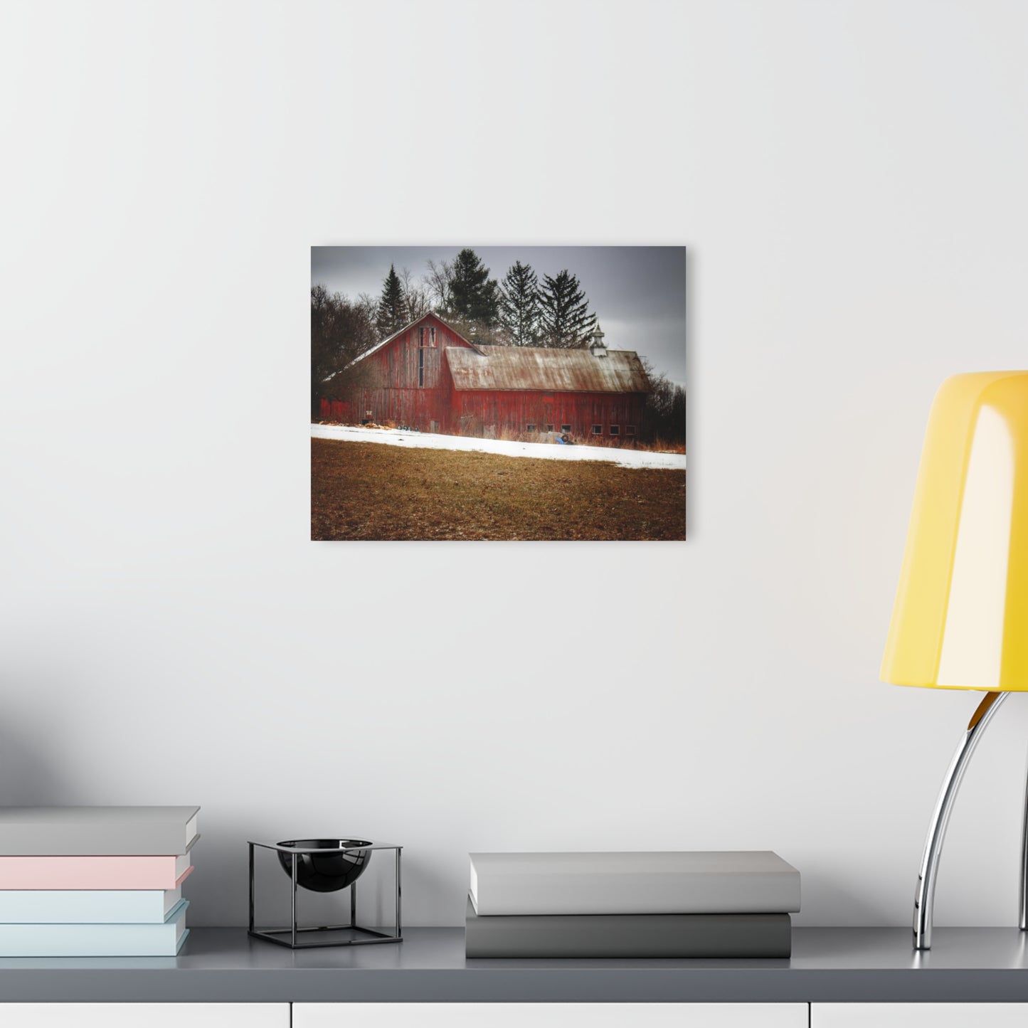 U R There Photography Blacks Corners Road Red Rustic Farmhouse Acrylic Wall Print