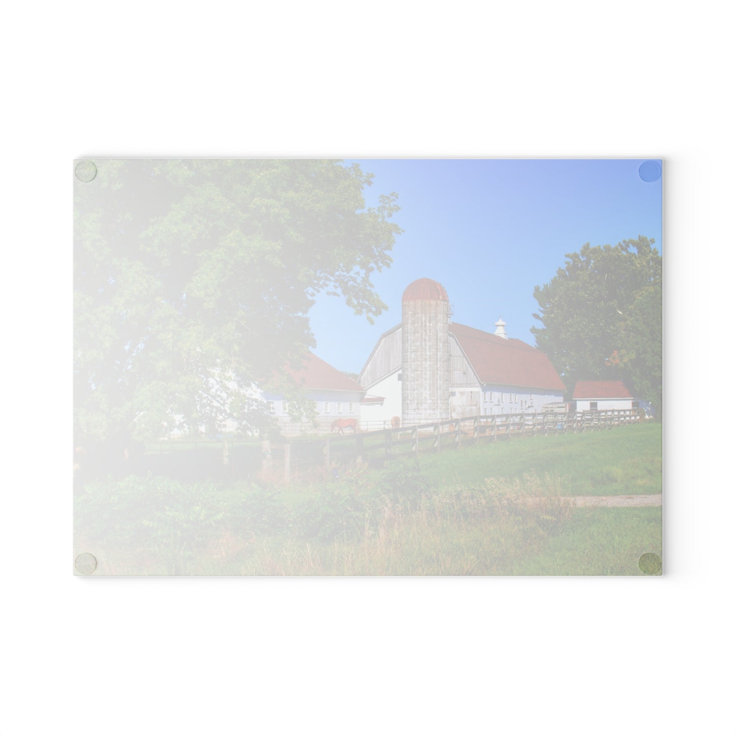 U R There Photography Vienna Roadside White Rustic Farmhouse Tempered-Glass Cutting Board