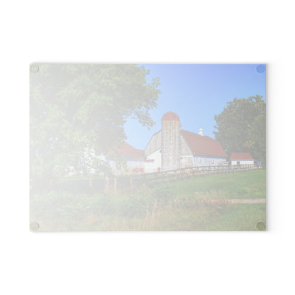U R There Photography Vienna Roadside White Rustic Farmhouse Tempered-Glass Cutting Board