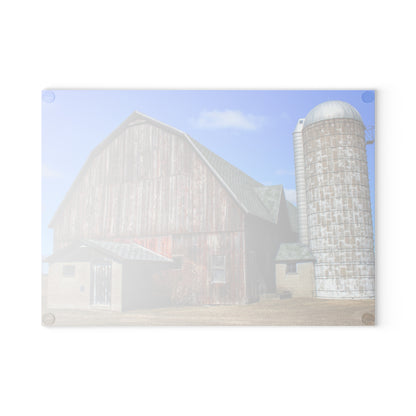 U R There Photography Roedel Road Red in Spring Rustic Farmhouse Tempered-Glass Cutting Board