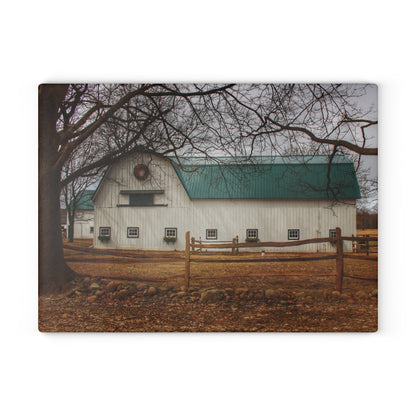 U R There Photography Wilder Road White Rustic Farmhouse Tempered-Glass Cutting Board