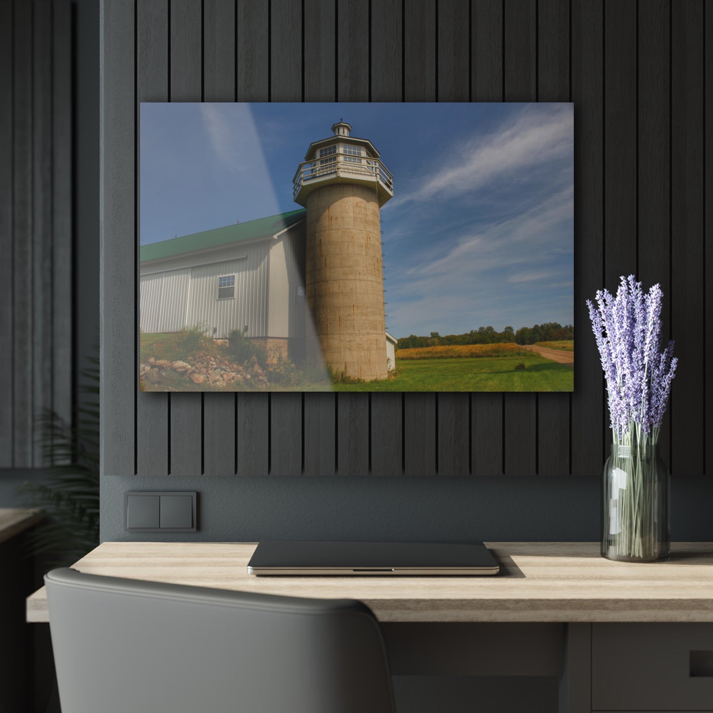 U R There Photography Phelps Road Lighthouse Barn II Rustic Farmhouse Acrylic Wall Print