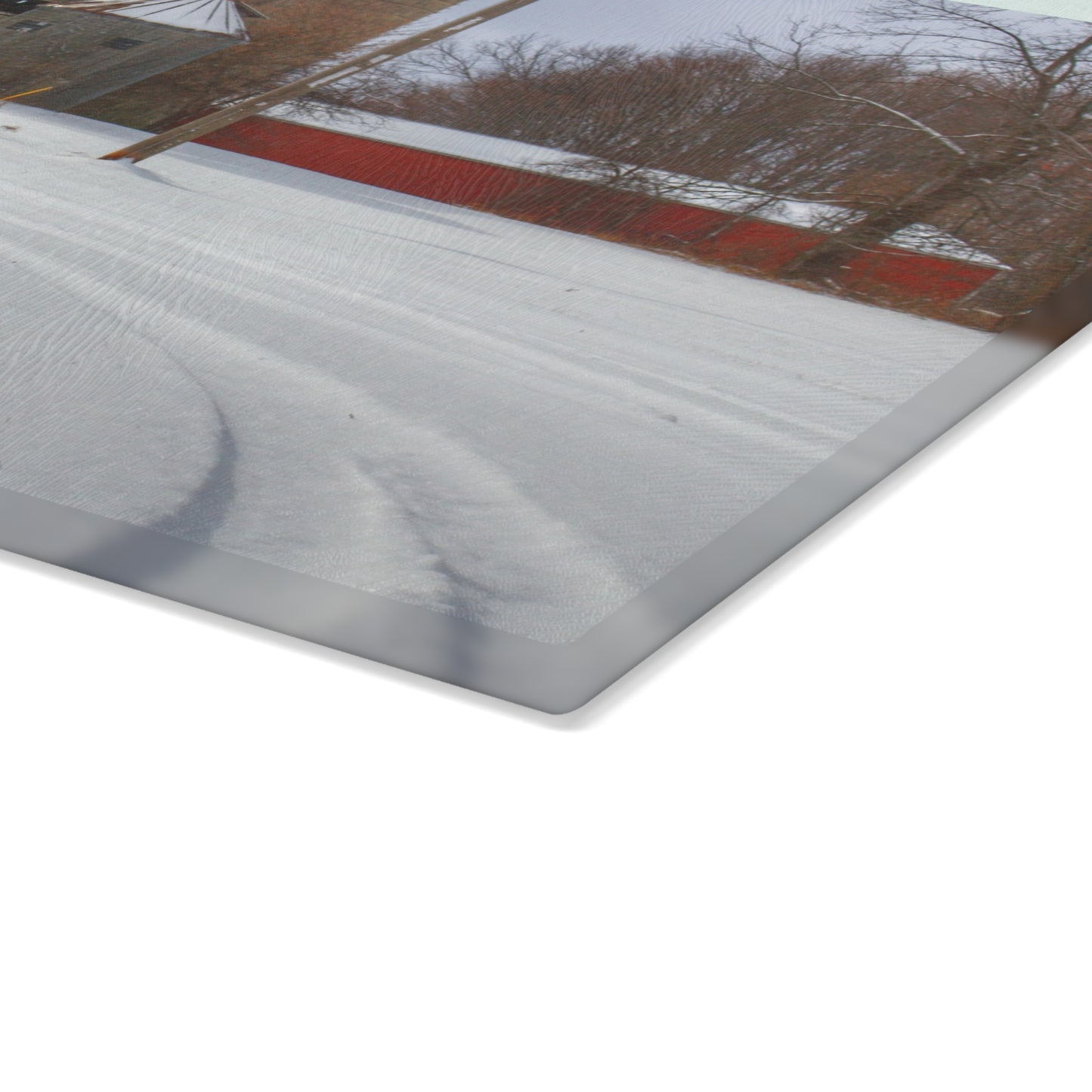 U R There Photography Hilltop Grey and Silo Rustic Farmhouse Tempered-Glass Cutting Board