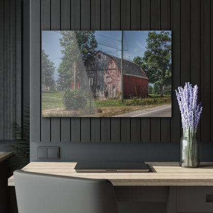 U R There Photography Roods Lake Road Red II Rustic Farmhouse Acrylic Wall Print