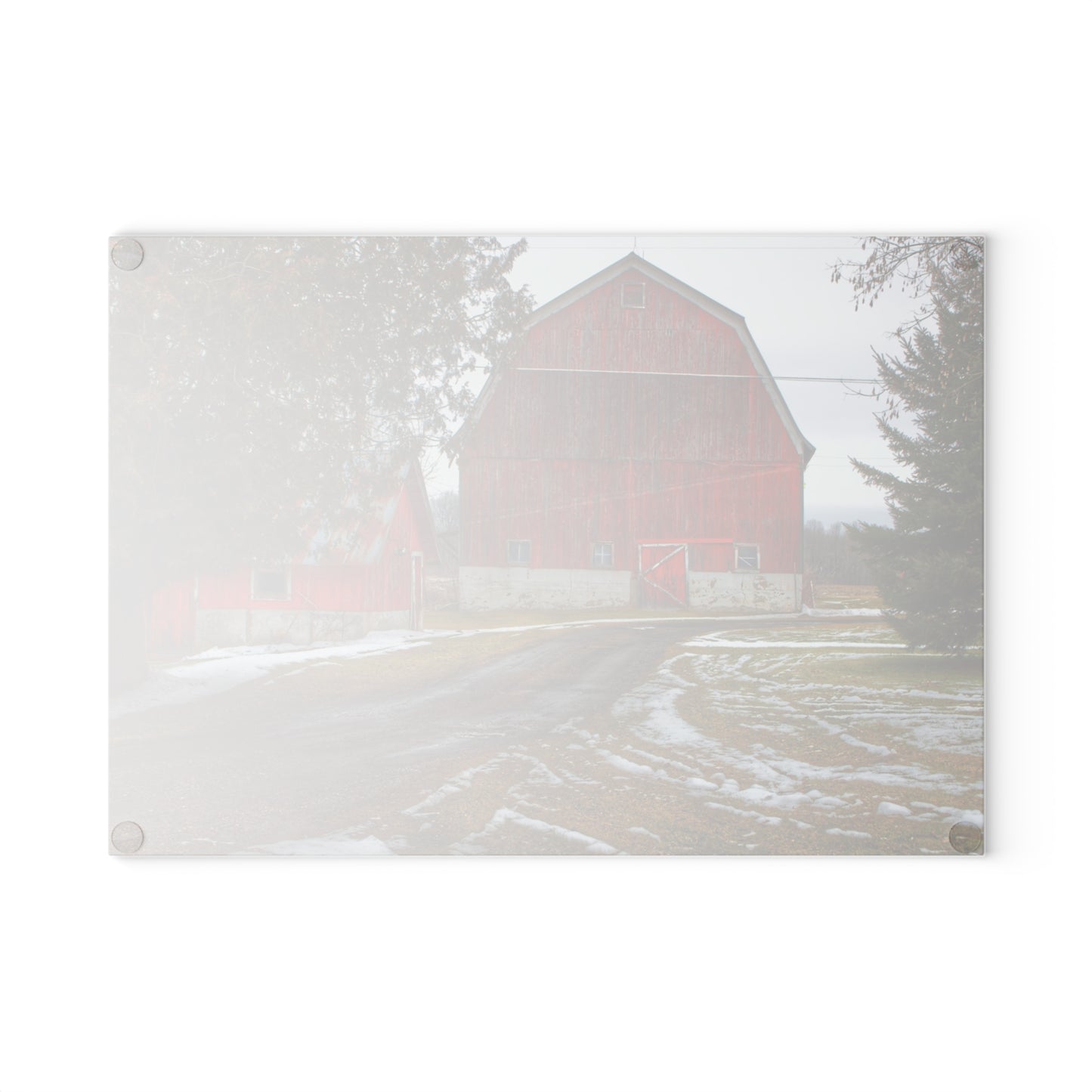 U R There Photography West Barnes Lake Reds Rustic Farmhouse Tempered-Glass Cutting Board