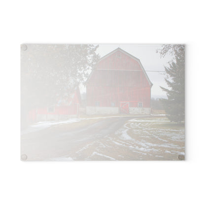 U R There Photography West Barnes Lake Reds Rustic Farmhouse Tempered-Glass Cutting Board
