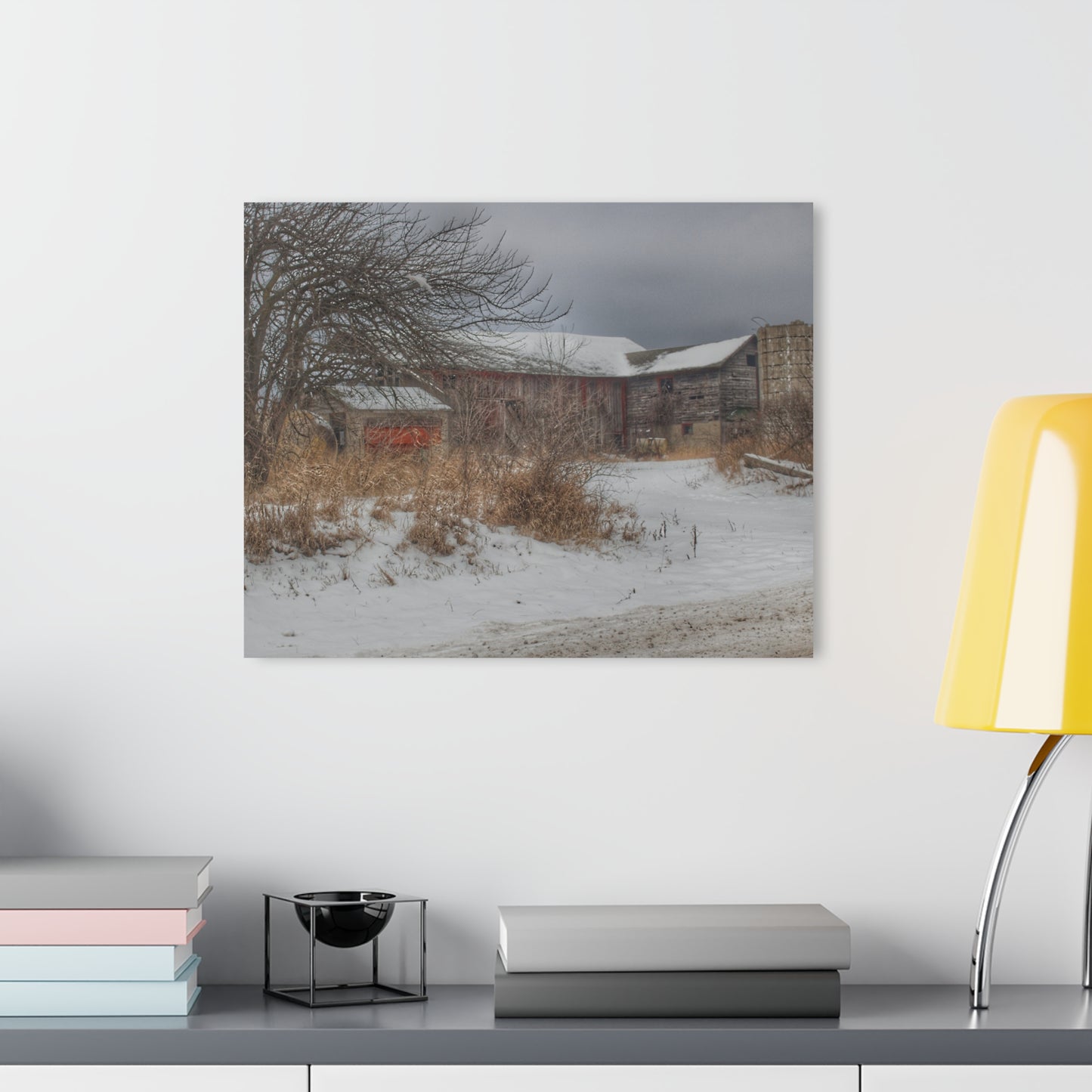 U R There Photography Midwinter Red Rustic Farmhouse Acrylic Wall Print