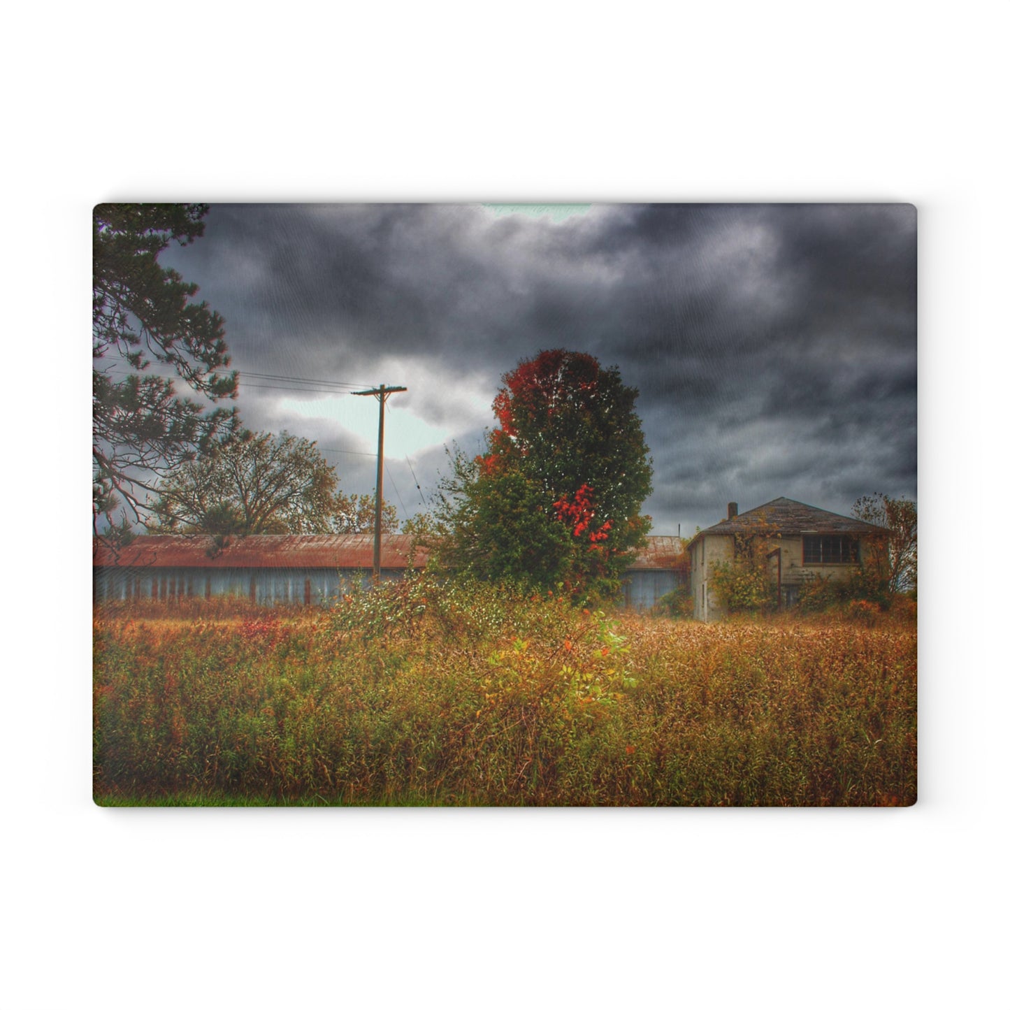 U R There Photography Farnsworth Forgotten Rustic Farmhouse Tempered-Glass Cutting Board