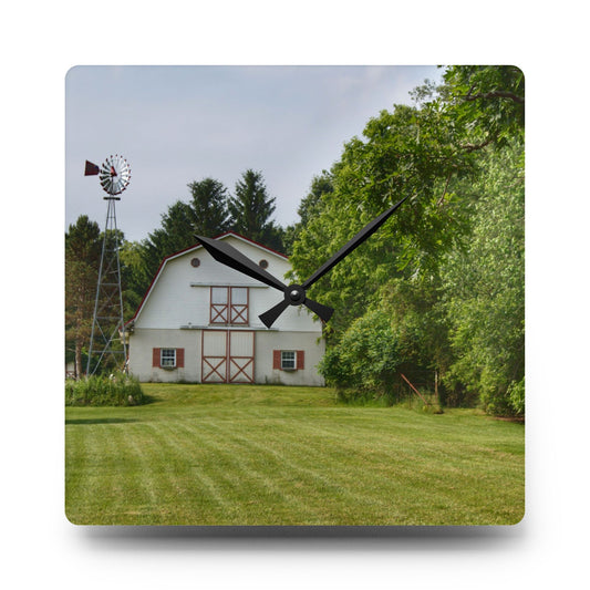 Hunters Creek White Rustic Farmhouse Acrylic Analog Wall Clock 10.75'' × 10.75'' (Square)