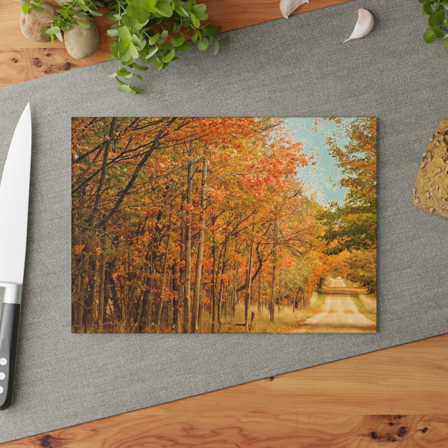 U R There Photography Fall on Murphy Lake II Rustic Farmhouse Tempered-Glass Cutting Board