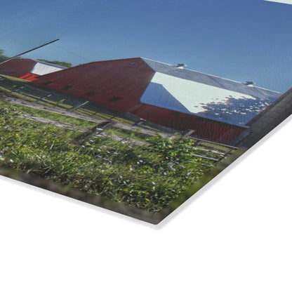 U R There Photography Mount Morris Road Farm and Horse Rustic Farmhouse Tempered-Glass Cutting Board