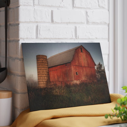 U R There Photography Columbiaville Red II Rustic Farmhouse Tempered-Glass Cutting Board