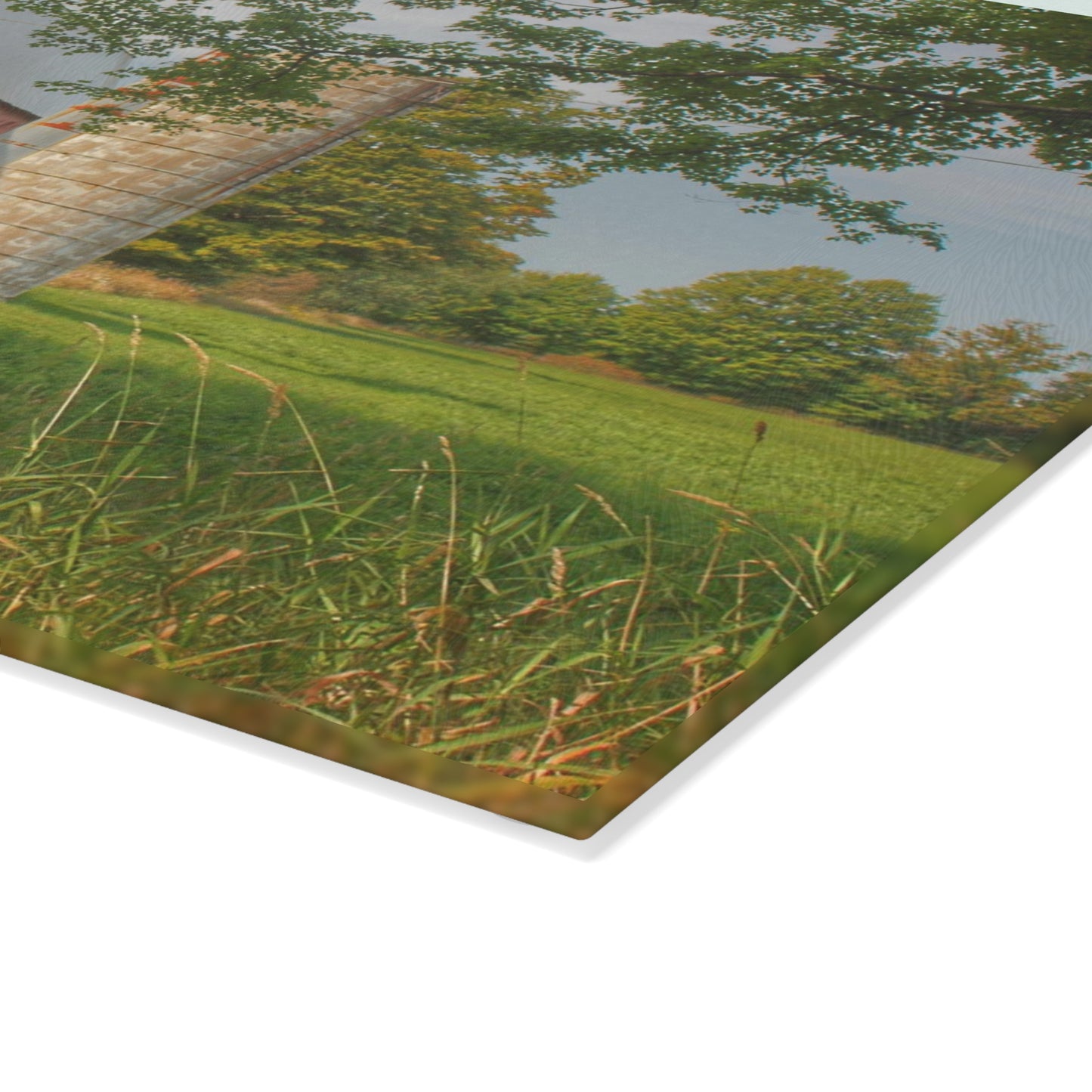 U R There Photography Crawford Road Red I Rustic Farmhouse Tempered-Glass Cutting Board