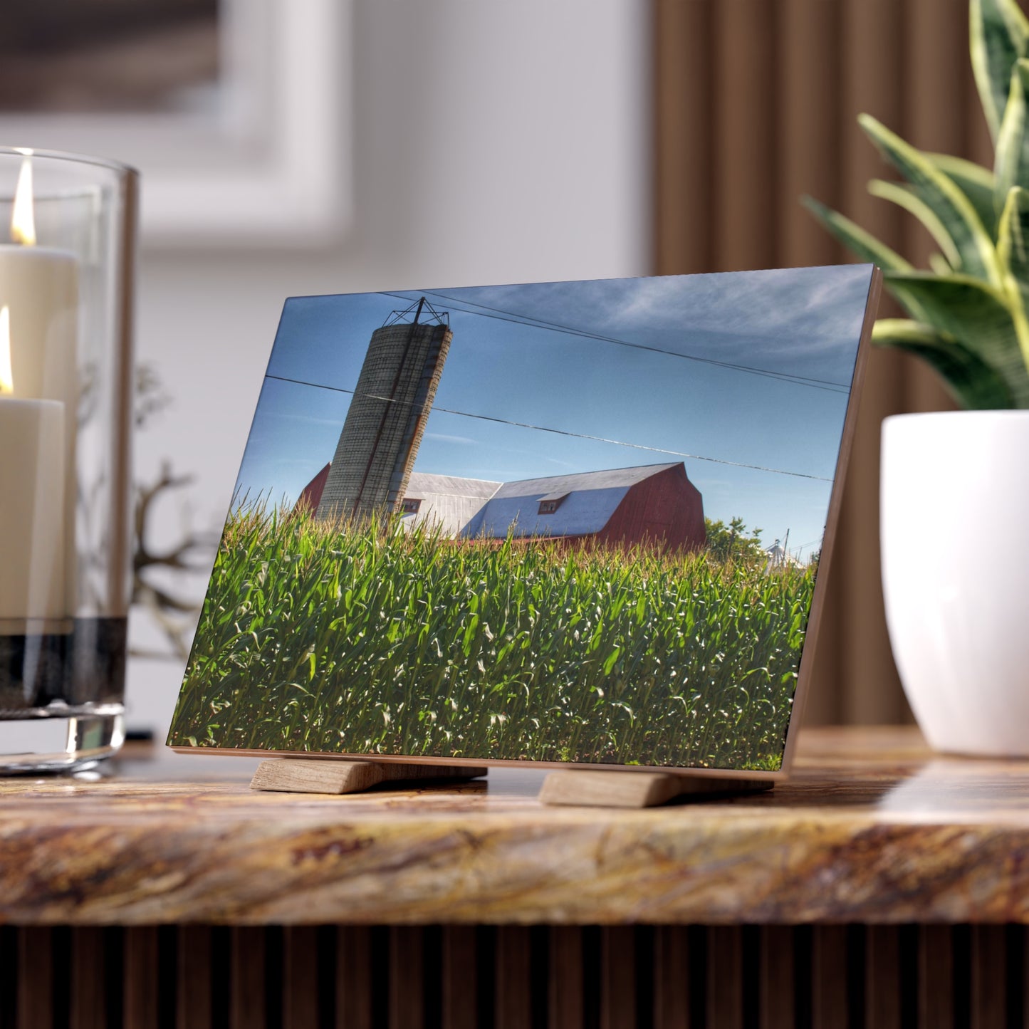 U R There Photography Above the Corn on Tuscola Road Rustic Farmhouse Decorative Ceramic Tile
