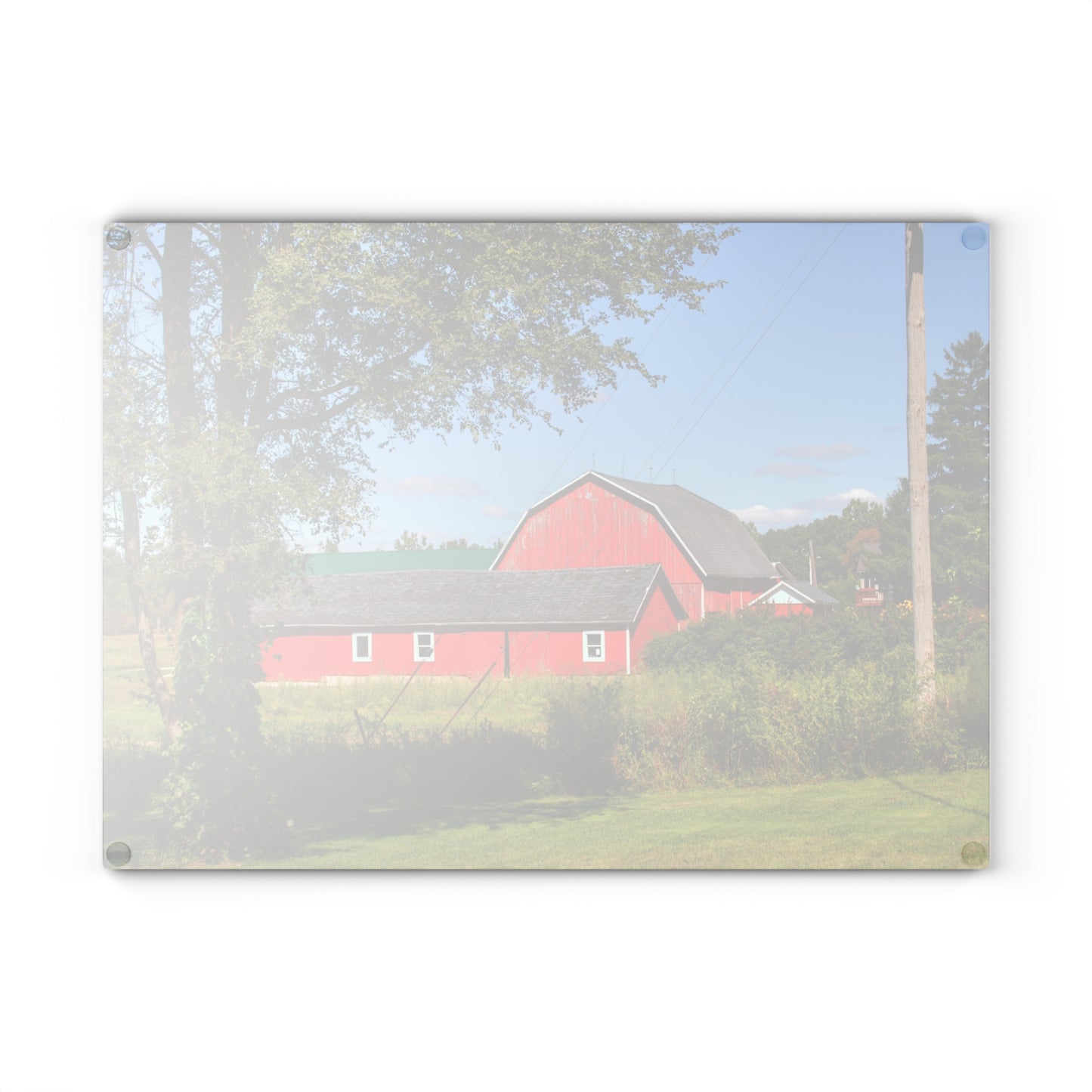 U R There Photography Lake Pleasant Reds II Rustic Farmhouse Tempered-Glass Cutting Board
