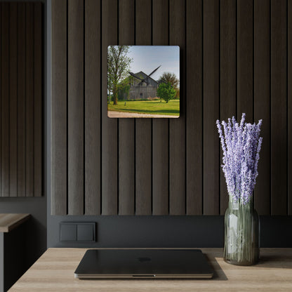 U R There Photography Caro Road Twin Greys II Rustic Farmhouse Acrylic Analog Wall Clock