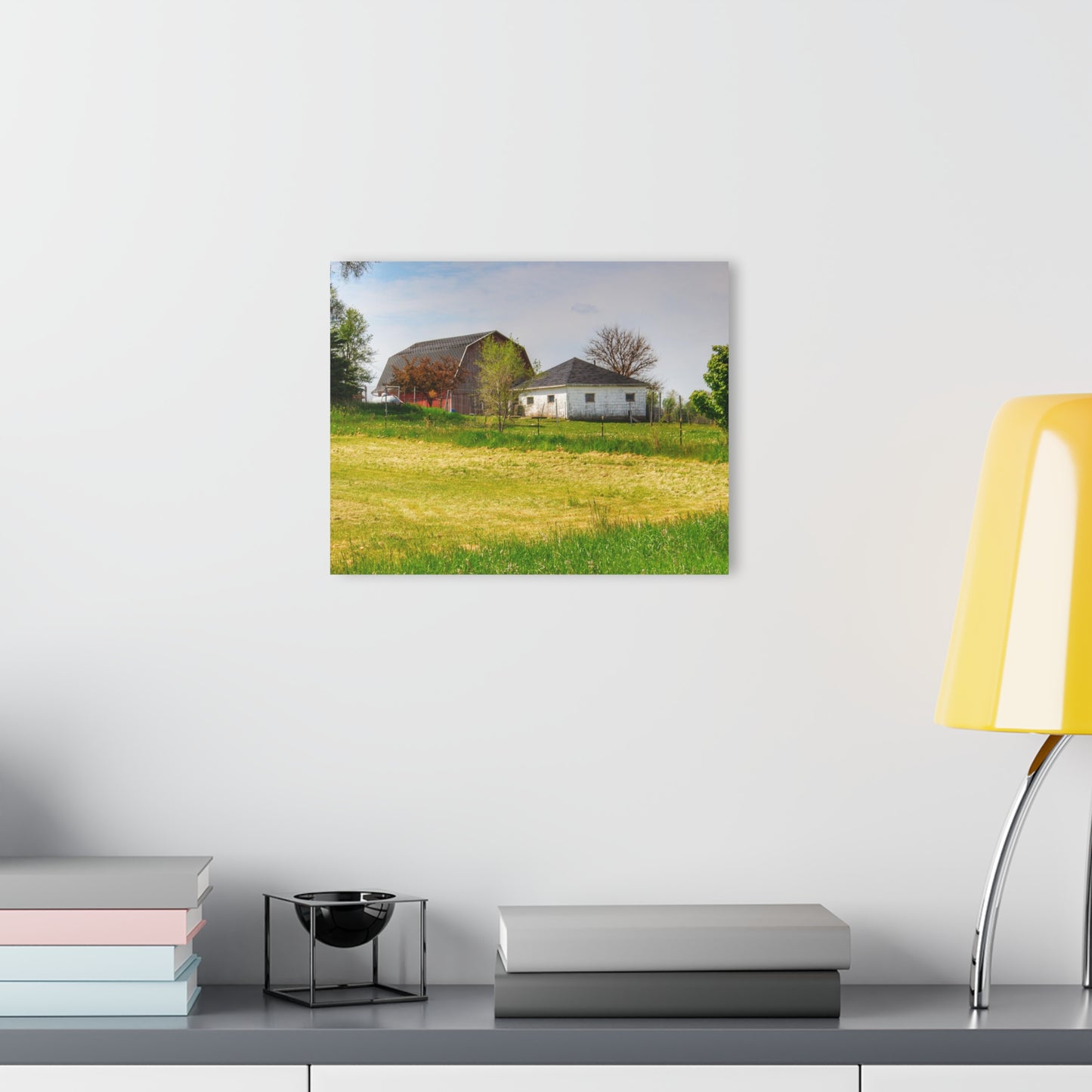U R There Photography Colwood Hidden Red and Little White Rustic Farmhouse Acrylic Wall Print