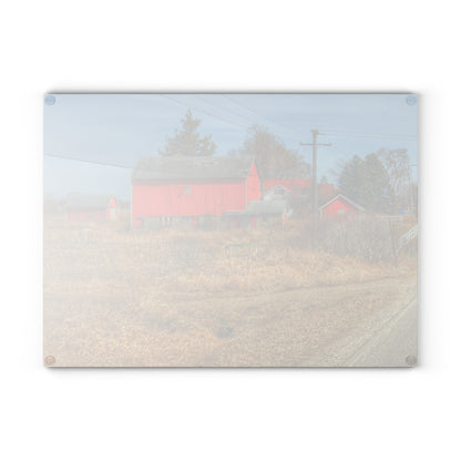 U R There Photography West Brown Road Red Rustic Farmhouse Tempered-Glass Cutting Board
