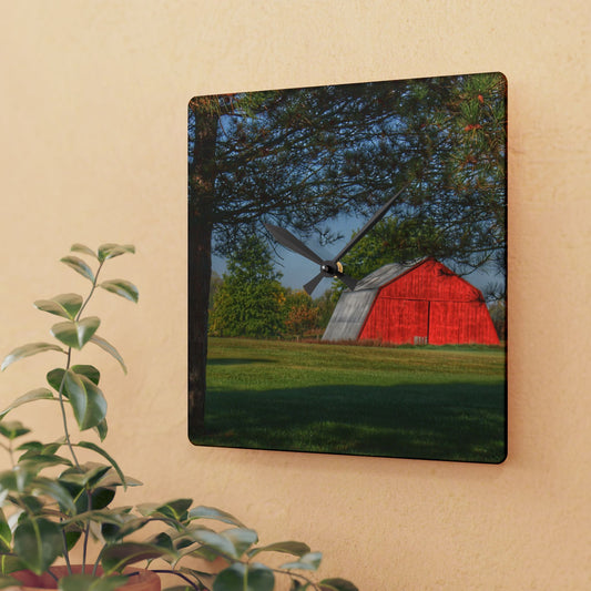 Rustic Farmhouse Wall Clock featuring Peppermill Road Hidden Red