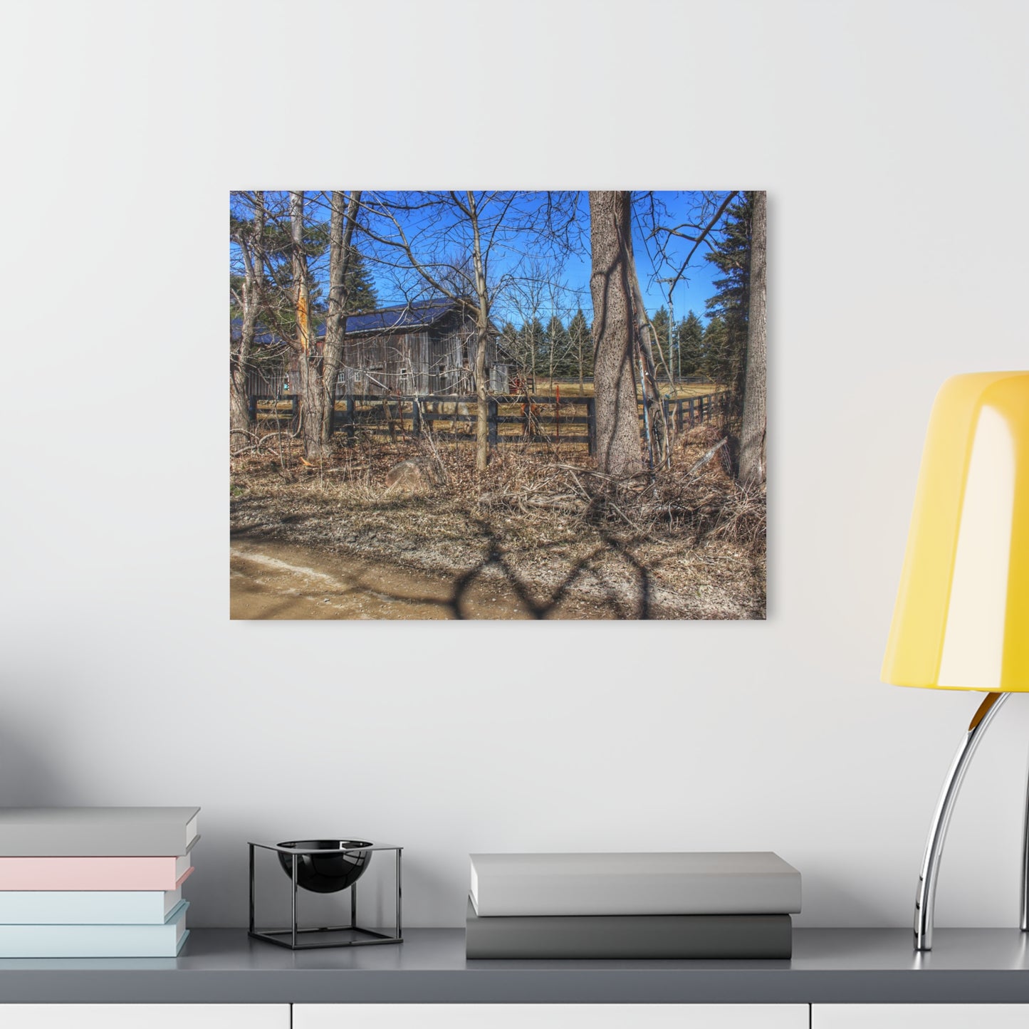 U R There Photography Brewer Road Grey Rustic Farmhouse Acrylic Wall Print