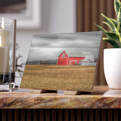 U R There Photography Barnes Road Quilted Red Rustic Farmhouse Decorative Ceramic Tile