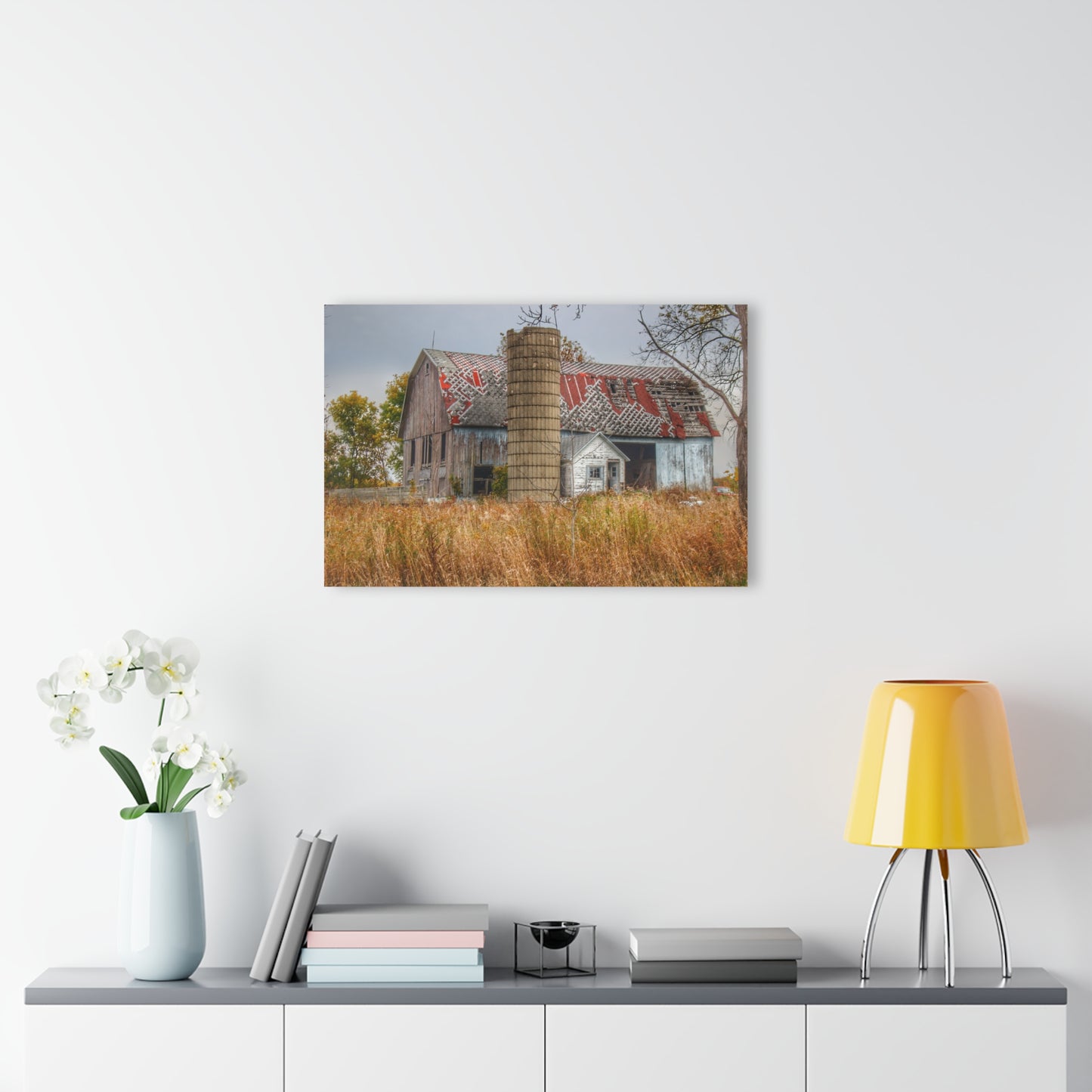 U R There Photography Hill Road Roadside Grey I Rustic Farmhouse Acrylic Wall Print