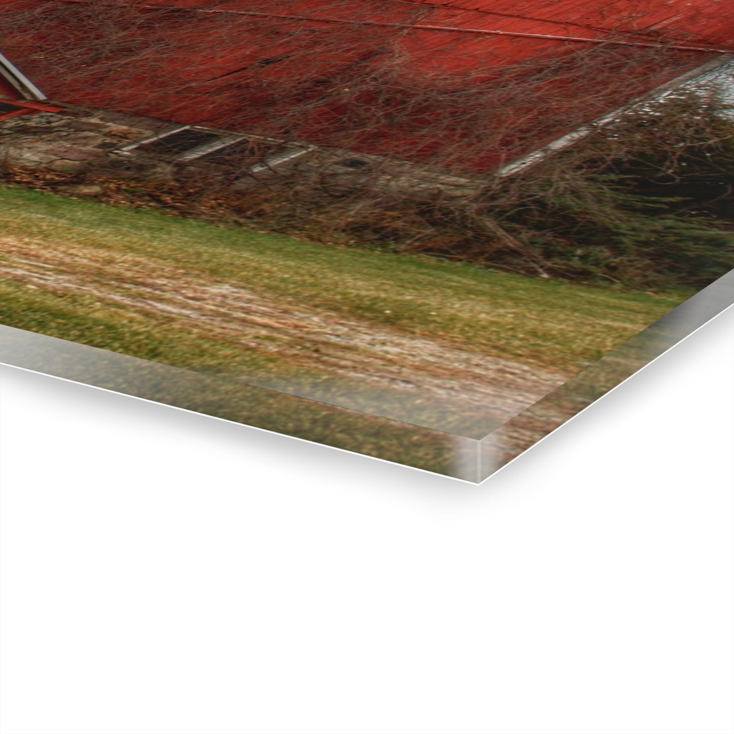 U R There Photography Slattery Road Fieldstone Red Rustic Farmhouse Acrylic Wall Print