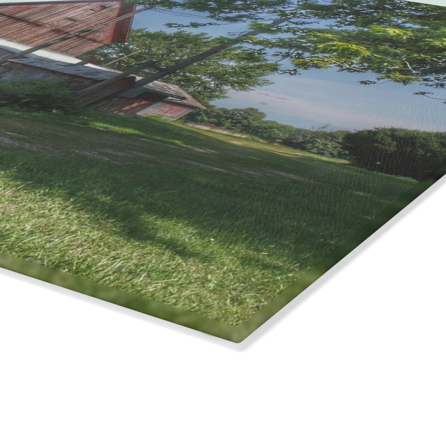 U R There Photography Castle Road Cow Barn II Rustic Farmhouse Tempered-Glass Cutting Board
