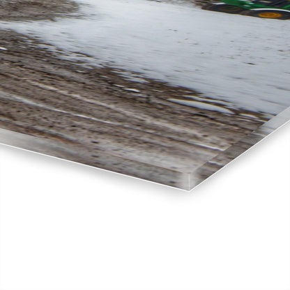 U R There Photography Marathon Road Red in Winter Rustic Farmhouse Acrylic Wall Print