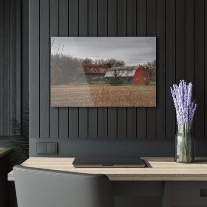 U R There Photography South Summers Road Rusted Grey and Little Red Rustic Farmhouse Acrylic Wall Print