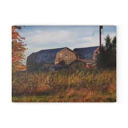 U R There Photography Montgomery Road Reds Rustic Farmhouse Tempered-Glass Cutting Board
