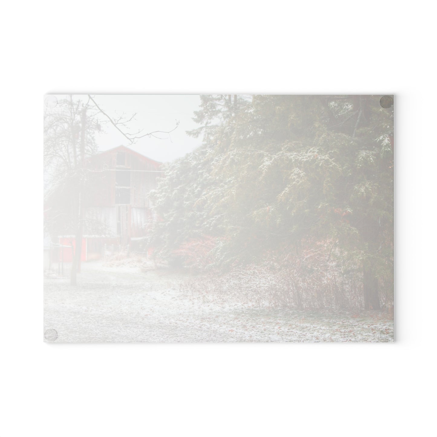 U R There Photography Lum Hidden Red Rustic Farmhouse Tempered-Glass Cutting Board