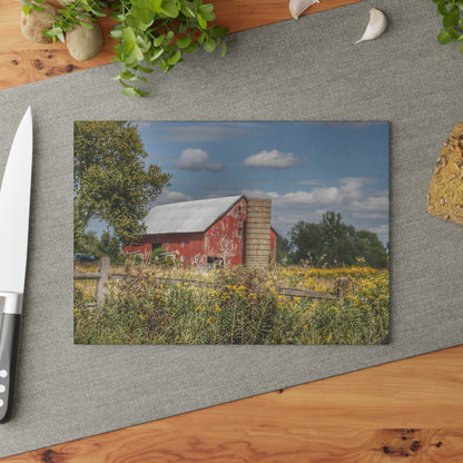 U R There Photography Nettney Road Red Rustic Farmhouse Tempered-Glass Cutting Board