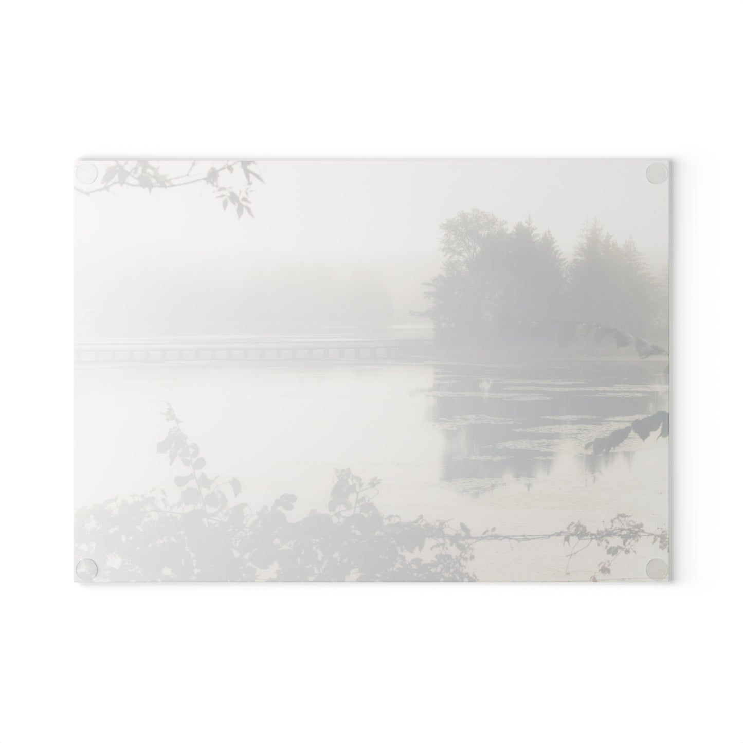 U R There Photography Bridge in Fog Rustic Farmhouse Tempered-Glass Cutting Board
