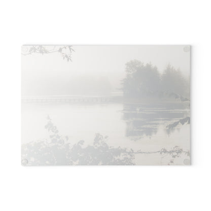 U R There Photography Bridge in Fog Rustic Farmhouse Tempered-Glass Cutting Board