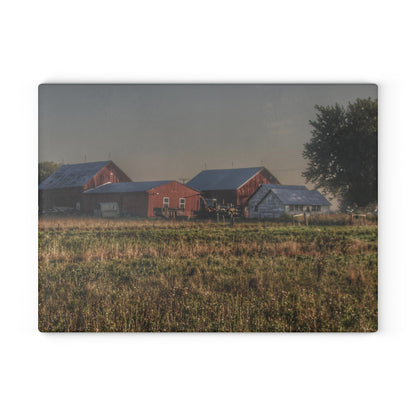 U R There Photography Shaw Road Farm Rustic Farmhouse Tempered-Glass Cutting Board