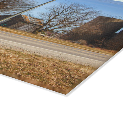 U R There Photography Otter Lake Centennial Reds Rustic Farmhouse Tempered-Glass Cutting Board
