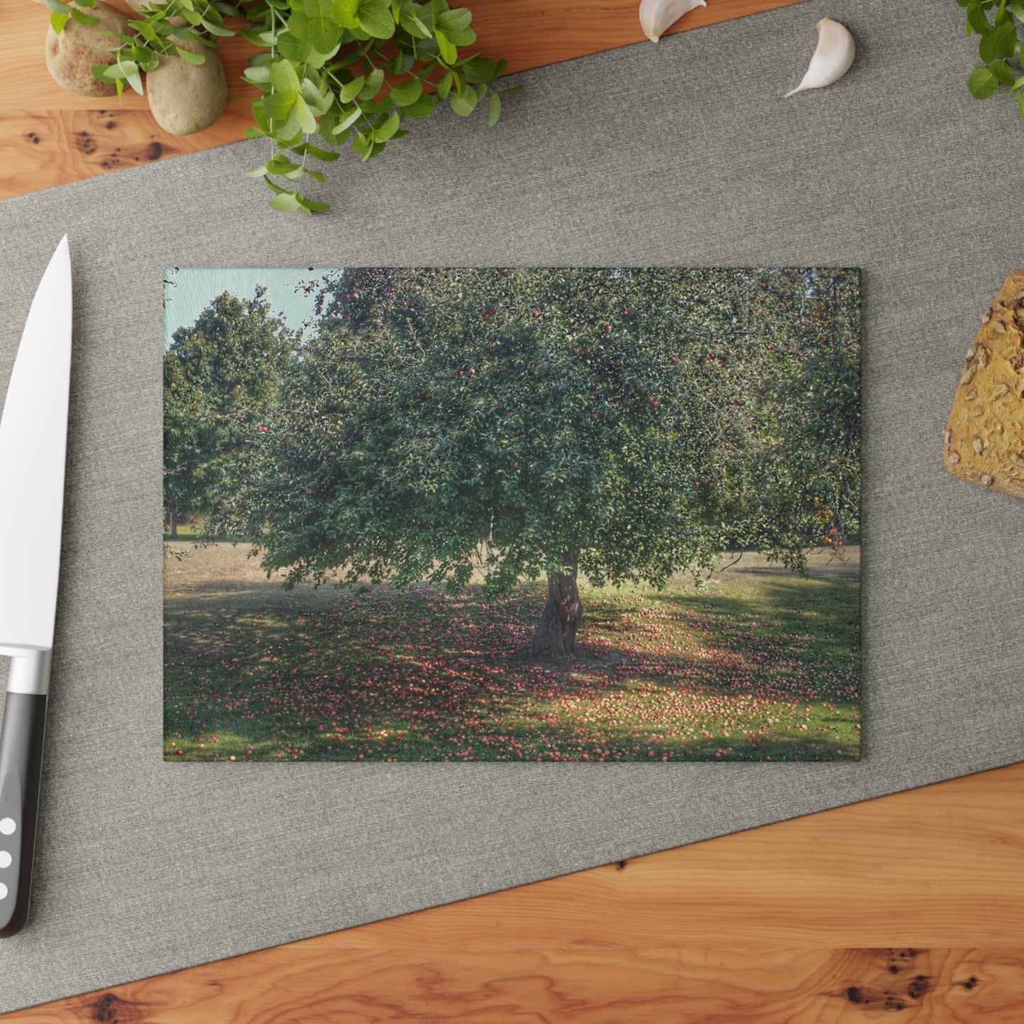 U R There Photography Apple Tree and Apples Rustic Farmhouse Tempered-Glass Cutting Board