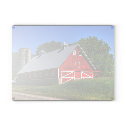 U R There Photography Metamora Red 2020 I Rustic Farmhouse Tempered-Glass Cutting Board