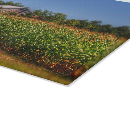 U R There Photography Beyond the Corn on Birch Run Road Rustic Farmhouse Tempered-Glass Cutting Board