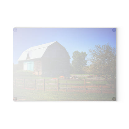 U R There Photography Harris Road Fieldstone Grey Rustic Farmhouse Tempered-Glass Cutting Board