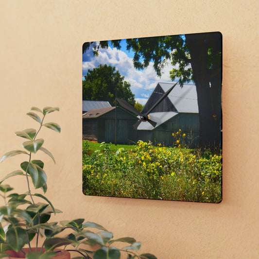 U R There Photography Hough Road Greys Rustic Farmhouse Acrylic Analog Wall Clock
