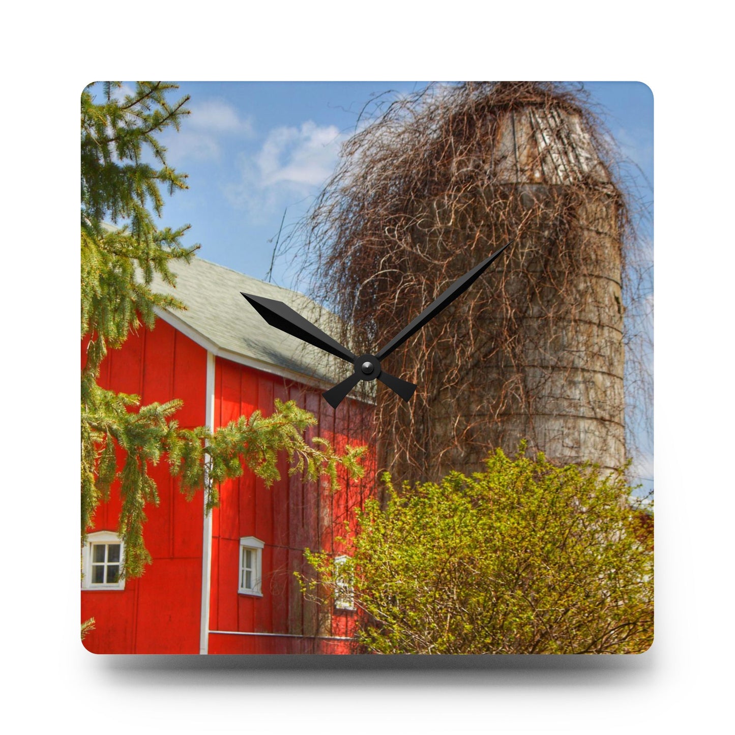 U R There Photography Delano Silo Rustic Farmhouse Acrylic Analog Wall Clock